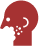 Icon representing sports injury with a stylized sun and figure