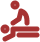 Icon representing sports injury with a stylized sun and figure
